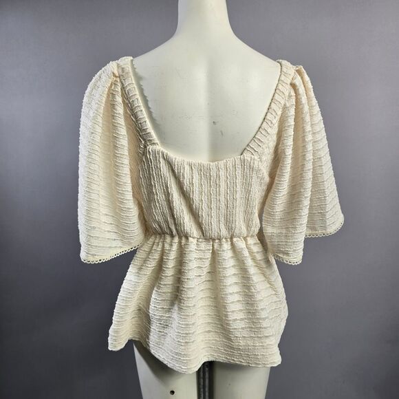 Dex Cream and Yellow Textured Blouse R15 - Picture 3 of 4